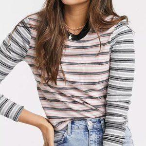 ASOS Brave Soul daly long sleeve top in yarn dyed stripe - M